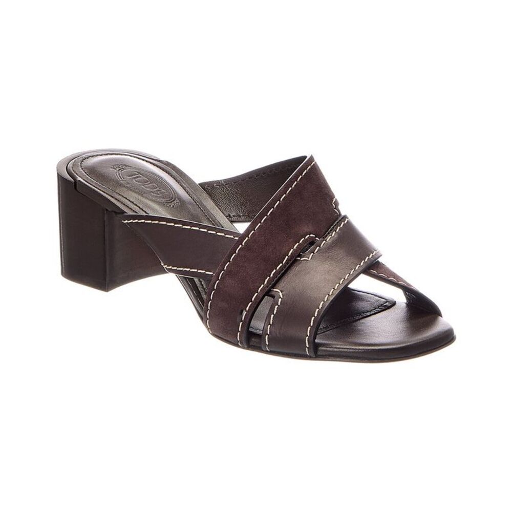 Tod's Leather & Suede Sandal, Brown